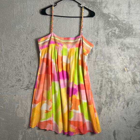 Maryan Mehlhorn Abstract Print Mini Dress Luxury Resortwear Size Large - Picture 1 of 8